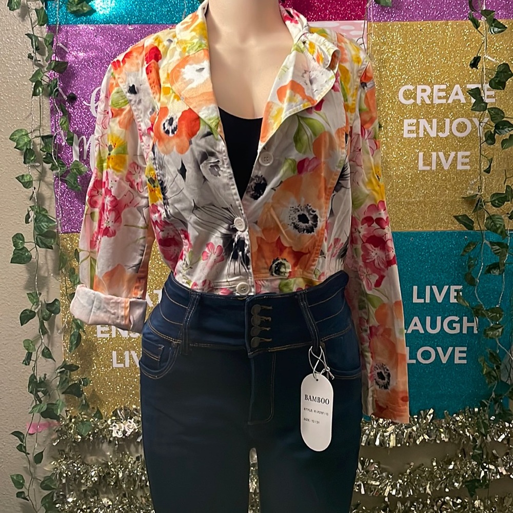 blazer jacket coldwater creek floral print